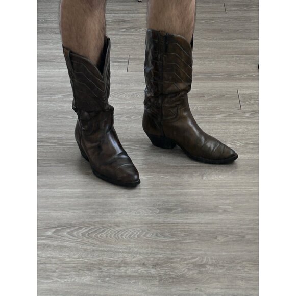 Vintage Loblan Cowboy Boots Men’s Size 9.5 – Tan Leather Harness Western Boots - Picture 4 of 16